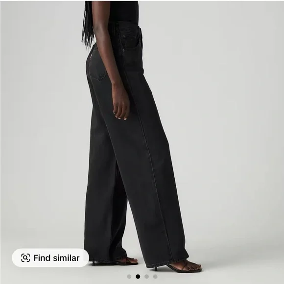 Levi's Women's Clinch Waist Black Wide-Leg Jeans - Picture 2 of 4